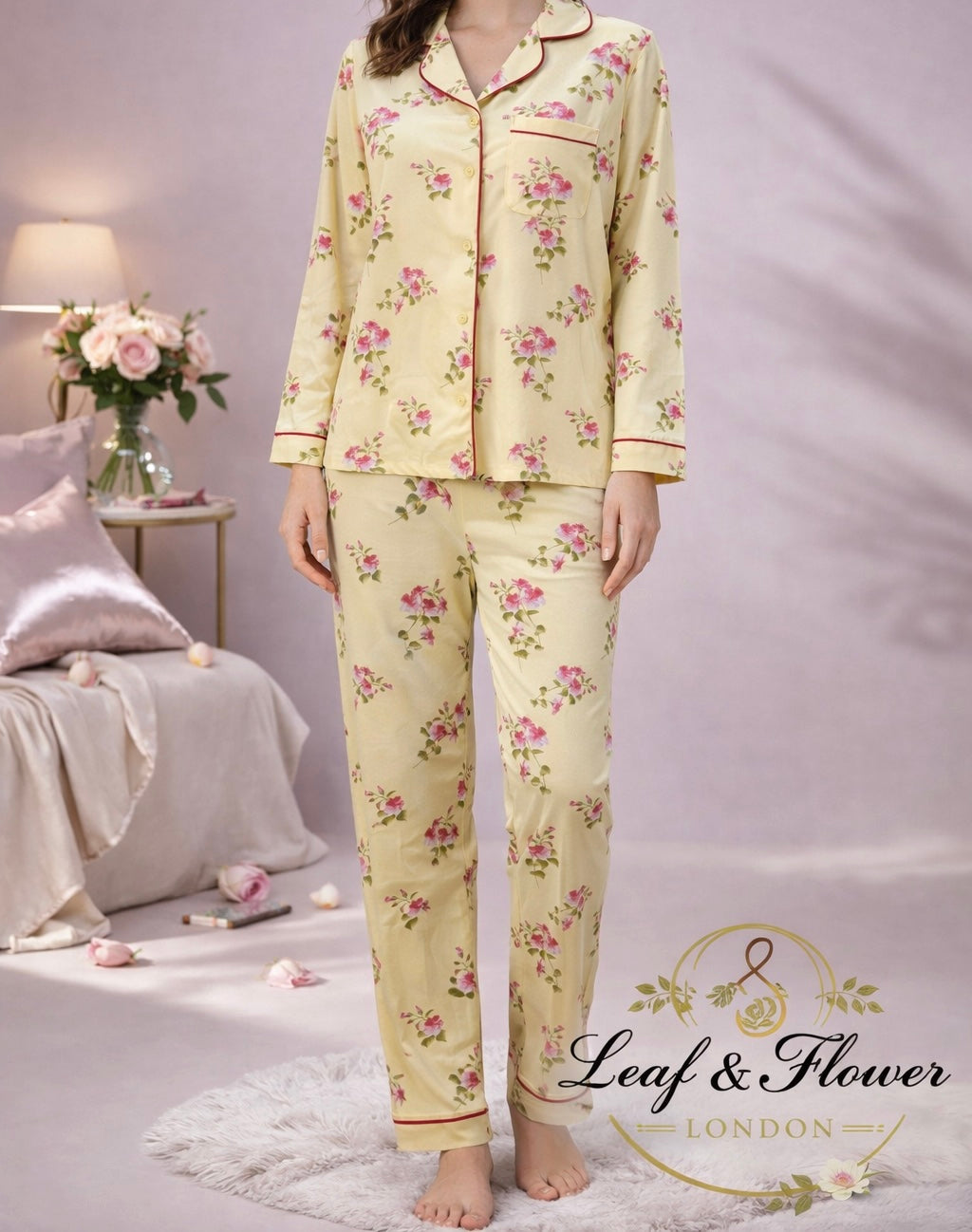 Ladies Pj Pyjama Set Woman Night Wear PJ Set Loungewear Nightwear Top Bottom